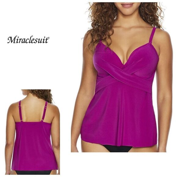 NEW. Miraclesuit fuchsia tankini top. Size 8. Retails $118 - Picture 1 of 10